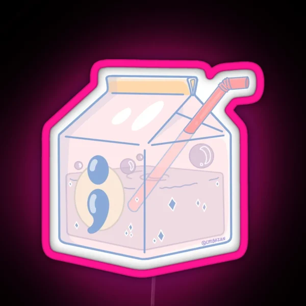 Seventeen Semicolon Inspired Milk Carton Led RGB Neon Sign
