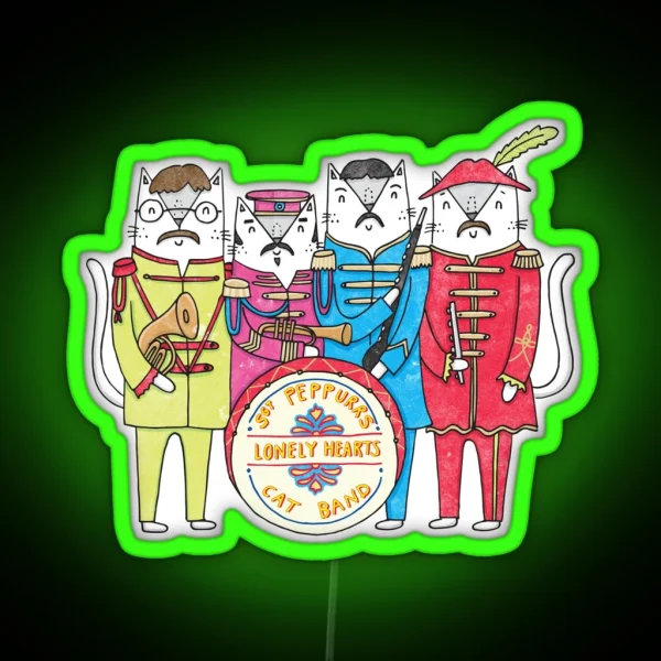 SGT Peppurr S Lonely Hearts Cats Band RGB Neon Sign