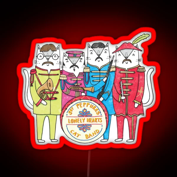 SGT Peppurr S Lonely Hearts Cats Band RGB Neon Sign