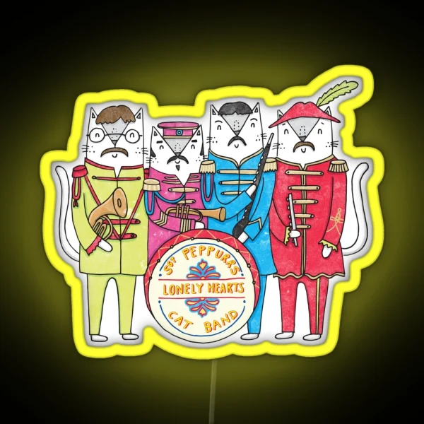 SGT Peppurr S Lonely Hearts Cats Band RGB Neon Sign