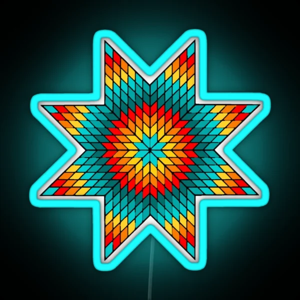 Shades Of Turquoise Fire Color Native American RGB Neon Sign