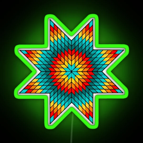 Shades Of Turquoise Fire Color Native American RGB Neon Sign