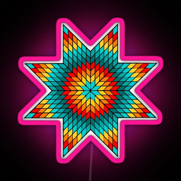 Shades Of Turquoise Fire Color Native American RGB Neon Sign
