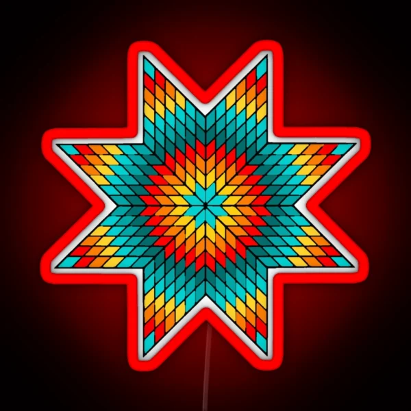 Shades Of Turquoise Fire Color Native American RGB Neon Sign