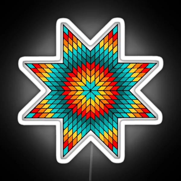 Shades Of Turquoise Fire Color Native American RGB Neon Sign