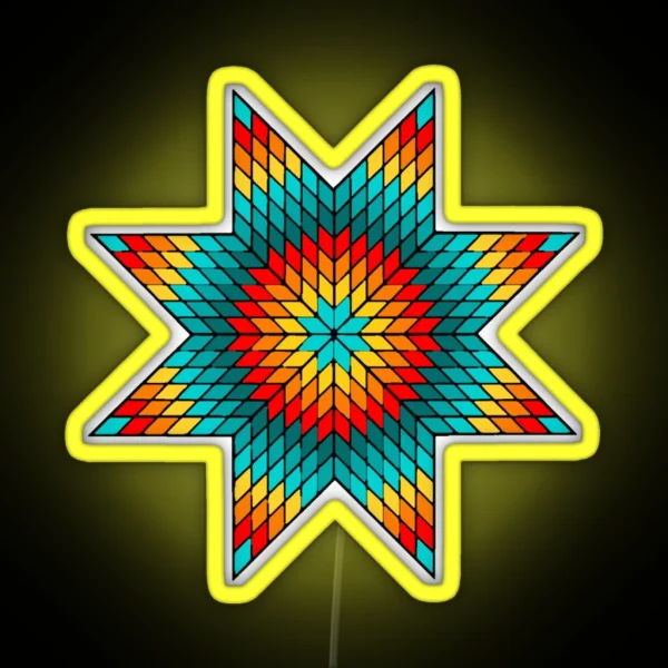 Shades Of Turquoise Fire Color Native American RGB Neon Sign