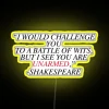 Timeless Literary Reference to Intellectual Showdown in Vibrant RGB Neon Lighting