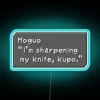 Neon Sharp Knife Sign with Inspirational Quote in Bold Colors