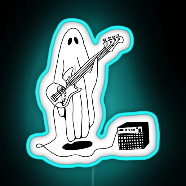Sheet Ghost Playing Bass RGB Neon Sign