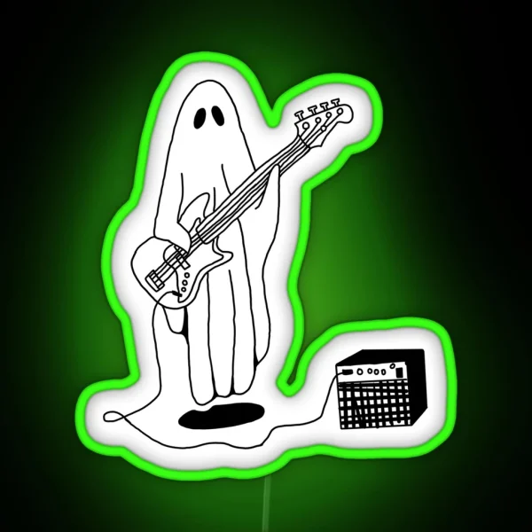Sheet Ghost Playing Bass RGB Neon Sign