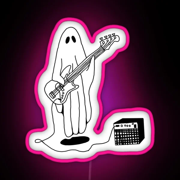 Sheet Ghost Playing Bass RGB Neon Sign