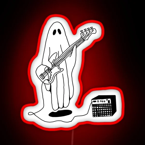 Sheet Ghost Playing Bass RGB Neon Sign