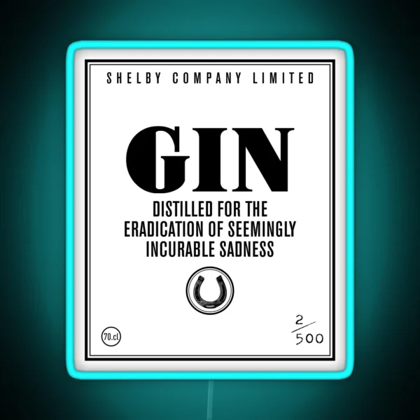 Shelby GIN Label RGB Neon Sign