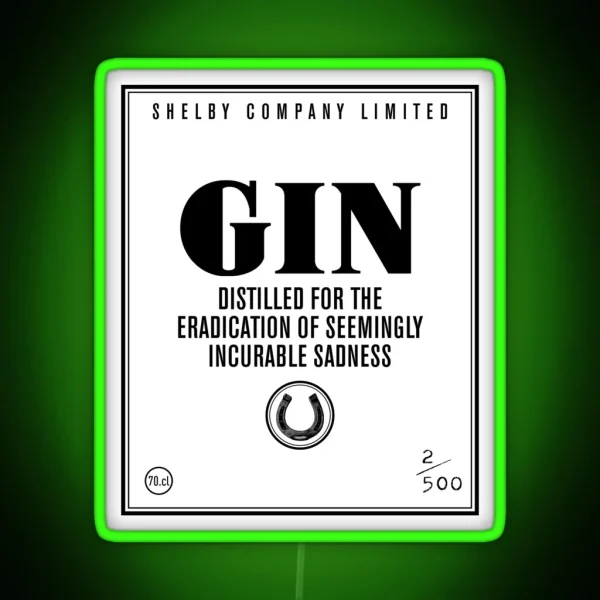 Shelby GIN Label RGB Neon Sign