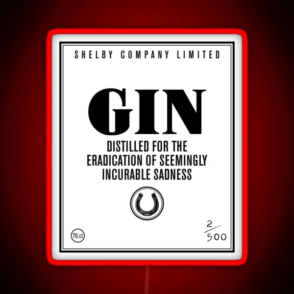 Shelby GIN Label RGB Neon Sign