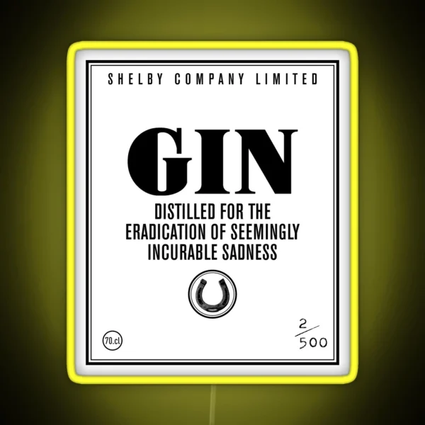 Shelby GIN Label RGB Neon Sign