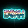 Vibrant Shenandoah city name in colorful multicolor illuminated LED display