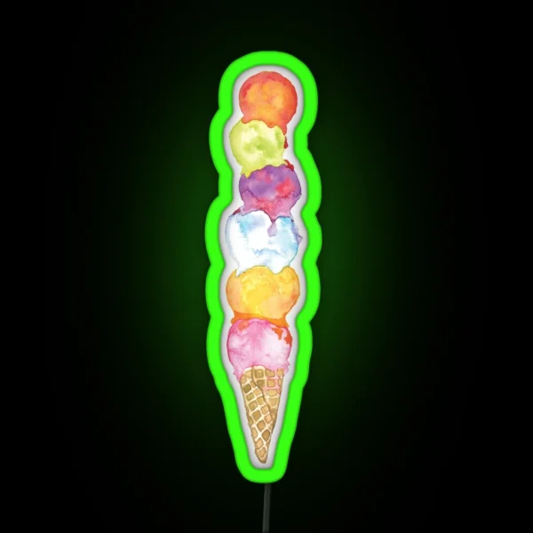 Sherbert Ice Cream Cone RGB Neon Sign
