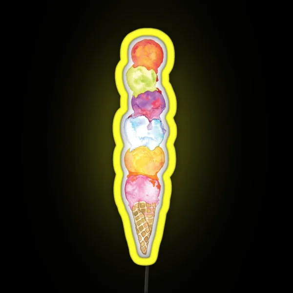 Sherbert Ice Cream Cone RGB Neon Sign