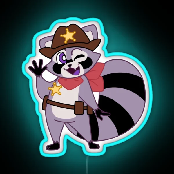 Sheriff Rambley Raccoon RGB Neon Sign