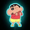 Vibrant Neon Light Shinchan Happy Wall Sign for Kids Room Decor