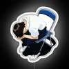Neon Shinji Figurine in Ergonomic Chair with Color-Changing Illumination