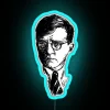 Neon sign featuring Shostakovich's iconic musical notes in bold script.