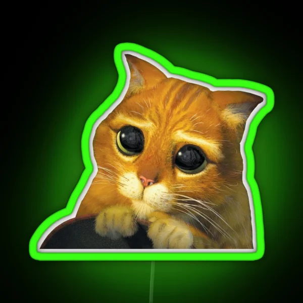 Shrek Puss In Boots Cute RGB Neon Sign