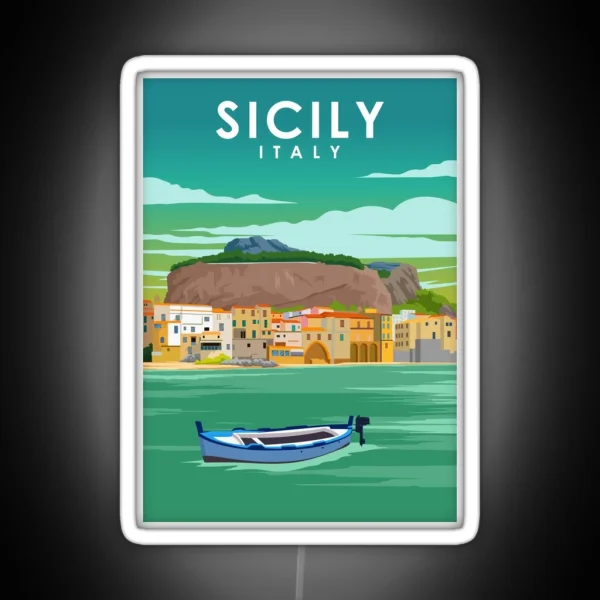 Sicily Italy Palermo Vintage Minimal Travel Poster RGB Neon Sign