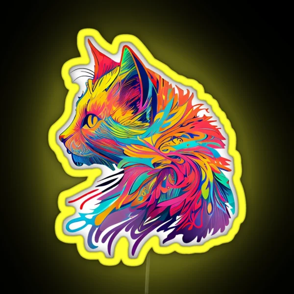 Side View Rainbow Inspired Cat RGB Neon Sign