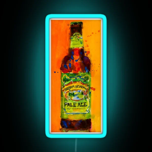 Sierra Nevada Pale Ale Beer Art Print From Original Watercolor Man Cave College Dorm Bar Art RGB Neon Sign