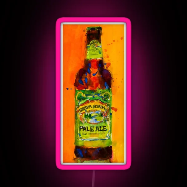 Sierra Nevada Pale Ale Beer Art Print From Original Watercolor Man Cave College Dorm Bar Art RGB Neon Sign