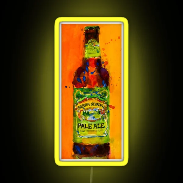 Sierra Nevada Pale Ale Beer Art Print From Original Watercolor Man Cave College Dorm Bar Art RGB Neon Sign