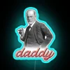 Vintage Psychedelic Sigmund Freud Inspired Daddy Psychology Design Neon Sign Art