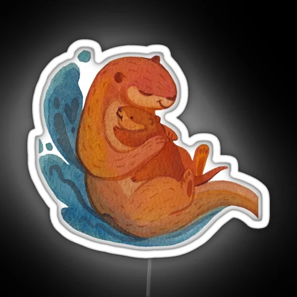 Significant Otters Otters Holding Hands RGB Neon Sign