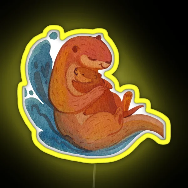 Significant Otters Otters Holding Hands RGB Neon Sign