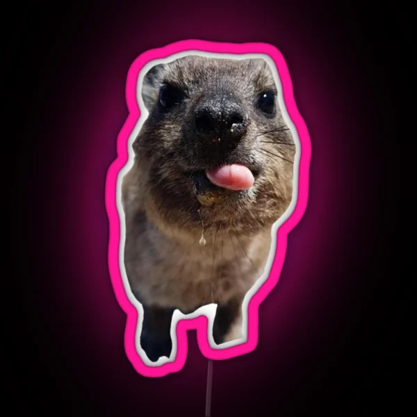 Silly Rock Hyrax Sticking Out Tongue RGB Neon Sign