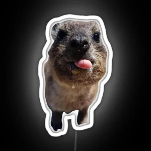 Silly Rock Hyrax Sticking Out Tongue RGB Neon Sign