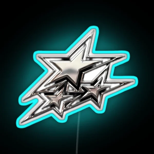 Silver Chrome Stars RGB Neon Sign
