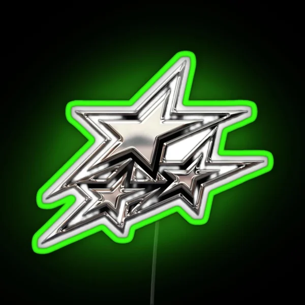 Silver Chrome Stars RGB Neon Sign