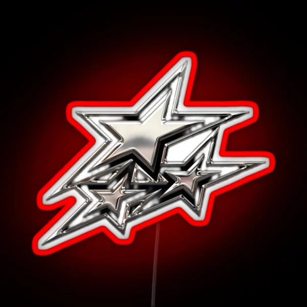 Silver Chrome Stars RGB Neon Sign