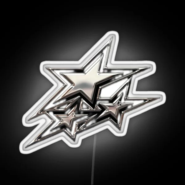Silver Chrome Stars RGB Neon Sign