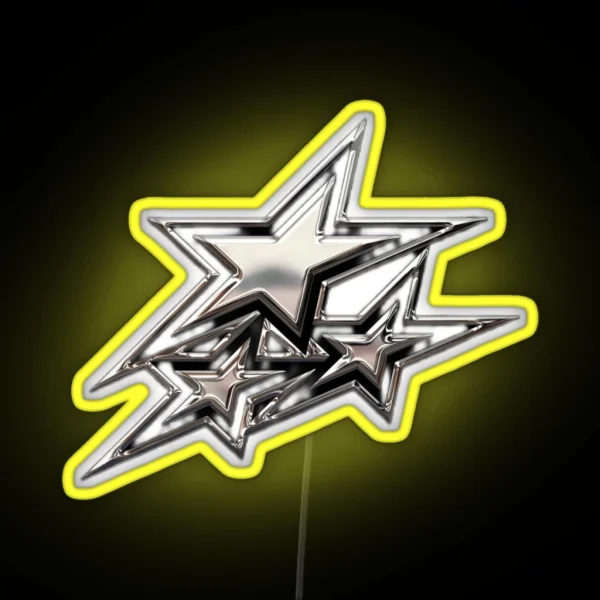 Silver Chrome Stars RGB Neon Sign