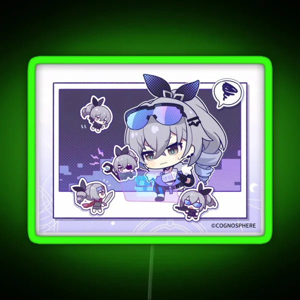 Silver Wolf Single Panel Illustration Honkai Star Rail RGB Neon Sign