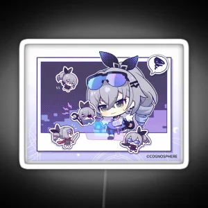 Silver Wolf Single Panel Illustration Honkai Star Rail RGB Neon Sign