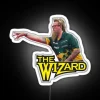 Dazzling Neon Sign with Wizard Simon Whitlock in Vibrant Colors