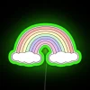 Whimsical Home Decor Accent with Soft Pastel Rainbow Neon Sign Lighting.