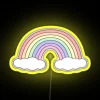 Beautiful vibrant pastel rainbow colored rgb led neon display signage.