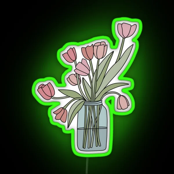 Simple Tulip Bouquet RGB Neon Sign