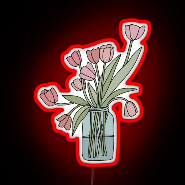 Simple Tulip Bouquet RGB Neon Sign